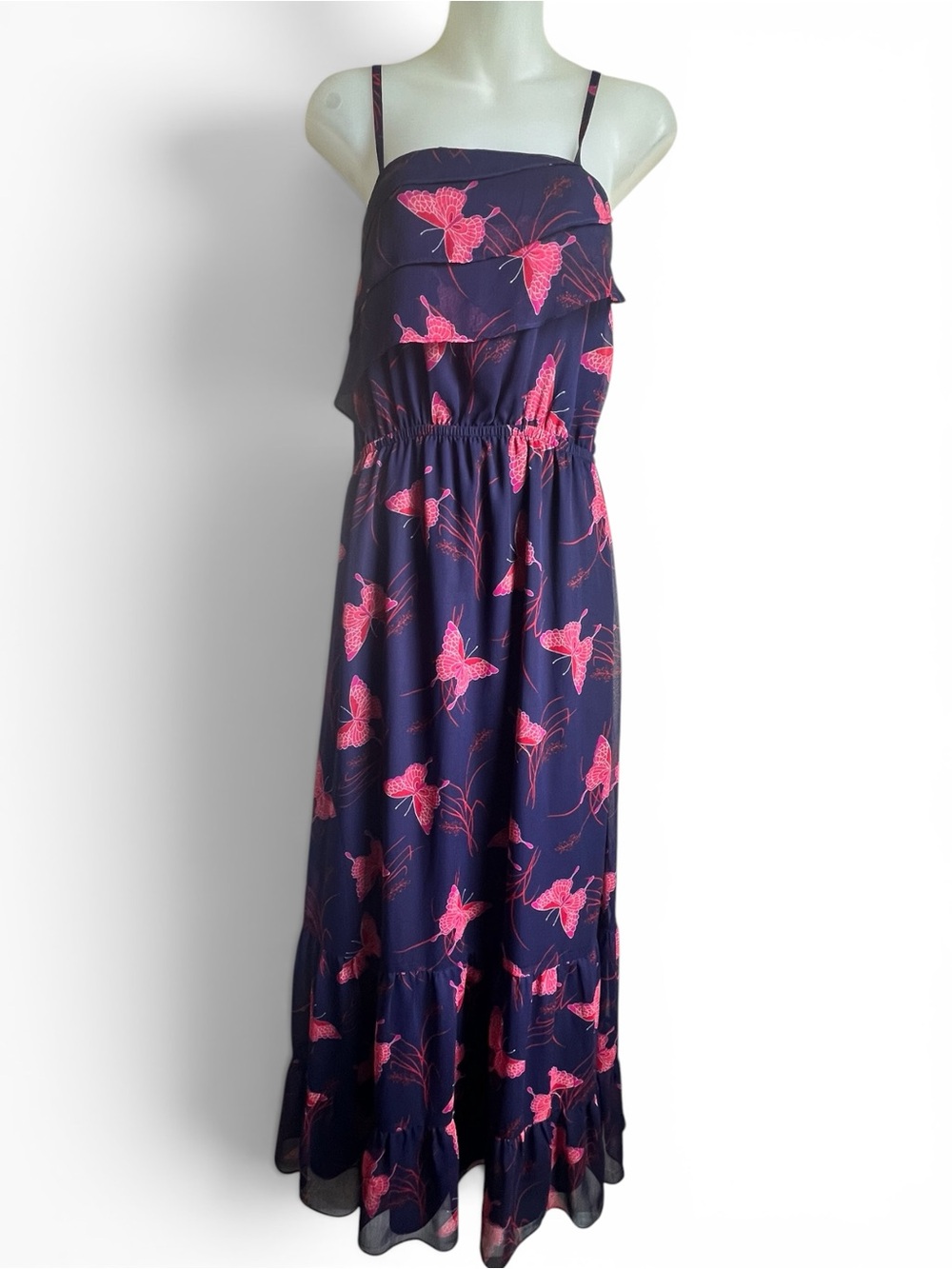 Feminine Y2K Butterfly Romantic Maxi Dress Boho Fairy Coquette Slip Dress Small